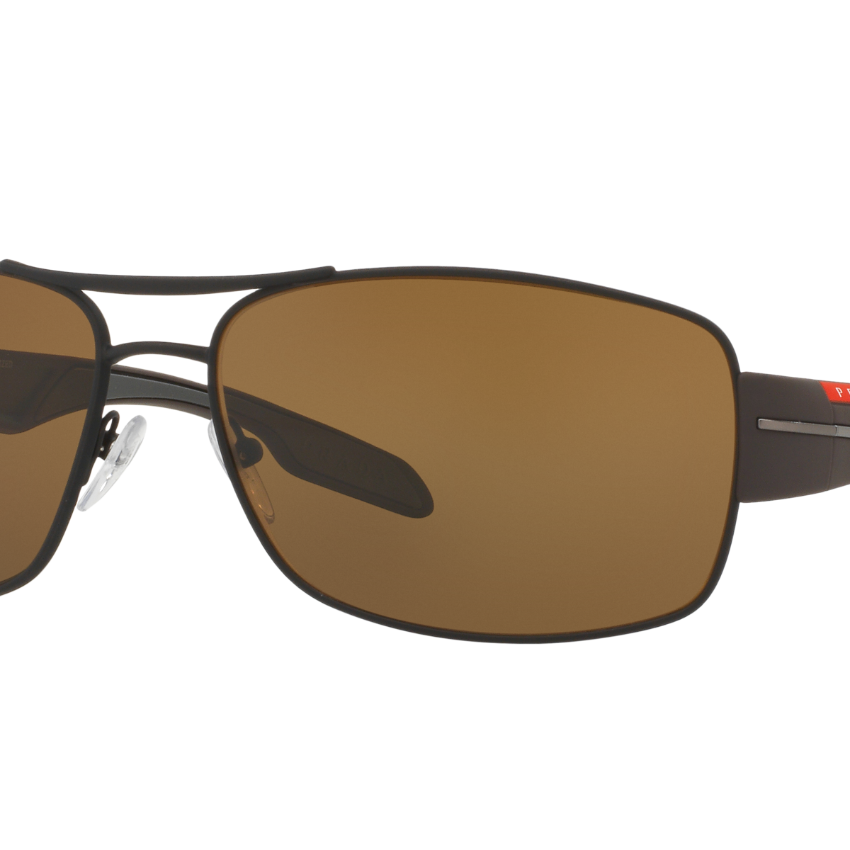 Prada Linea Rossa PS 53NS Brown Rubber UEA5Y1 three-quarter view