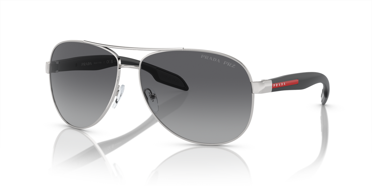 Prada Linea Rossa PS 53PS Steel 1BC5W1 three-quarter view