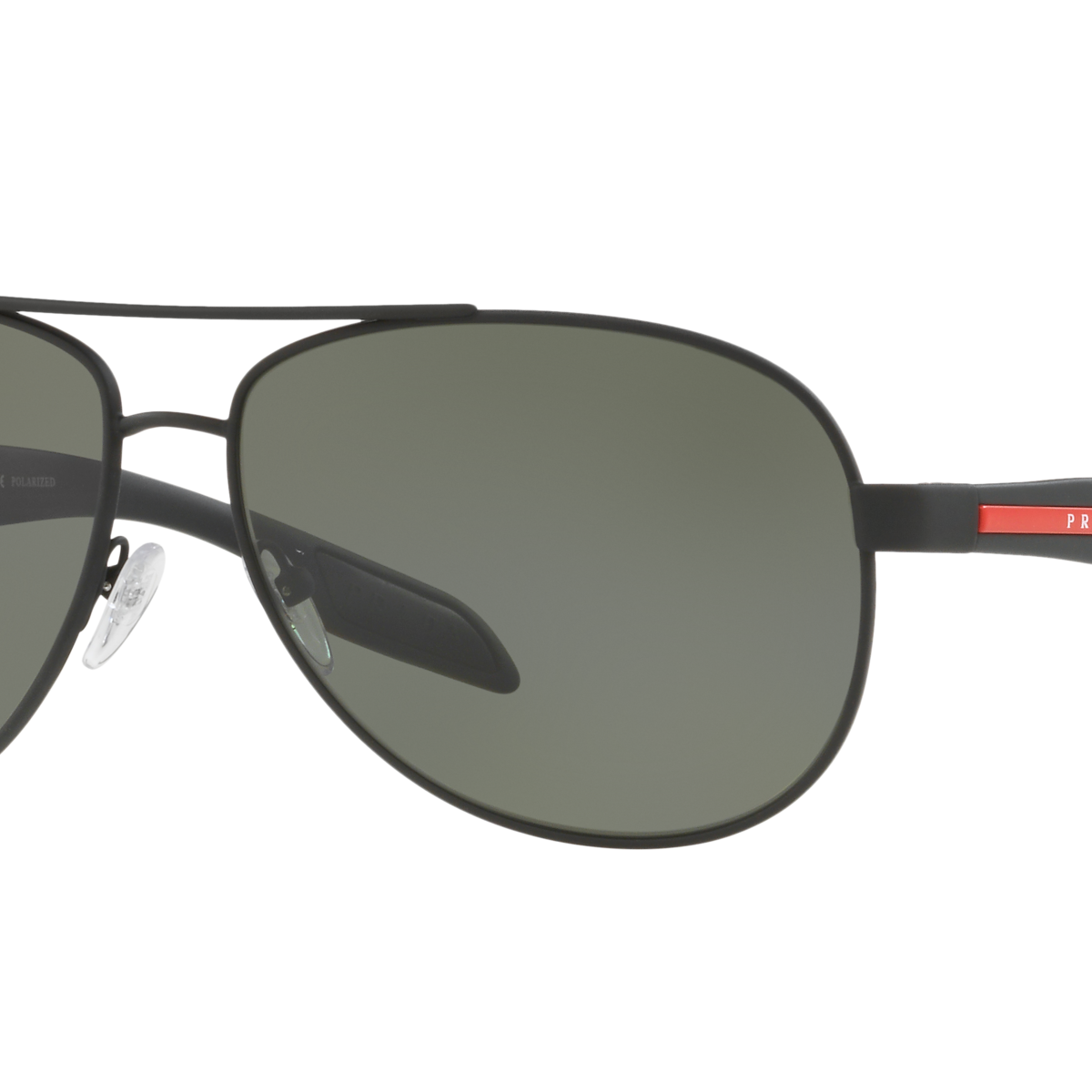 Prada Linea Rossa PS 53PS Black Rubber DG05X1 three-quarter view