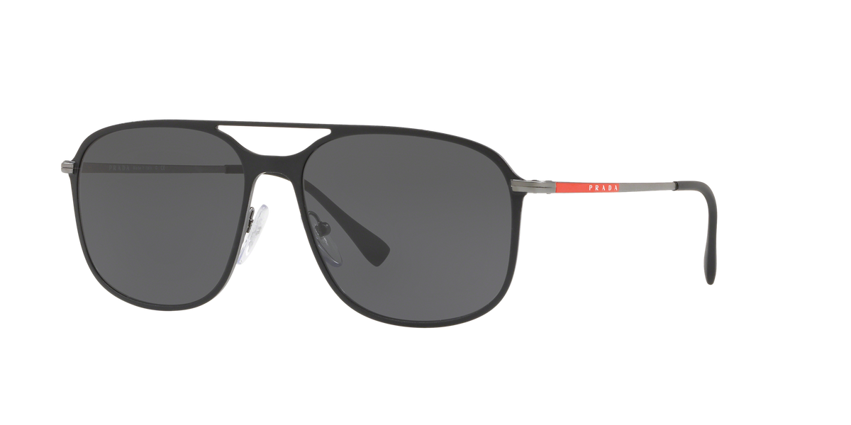 Prada Linea Rossa PS 53TS Black Rubber/Gunmetal Rubber DG05S0 three-quarter view