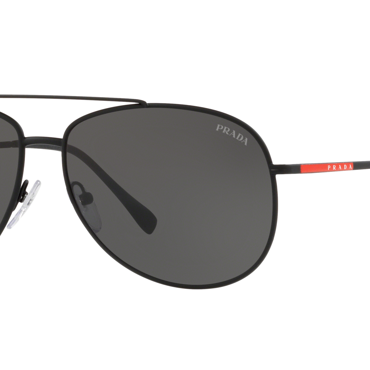 Prada Linea Rossa PS 55US Black Rubber DG05S0 three-quarter view