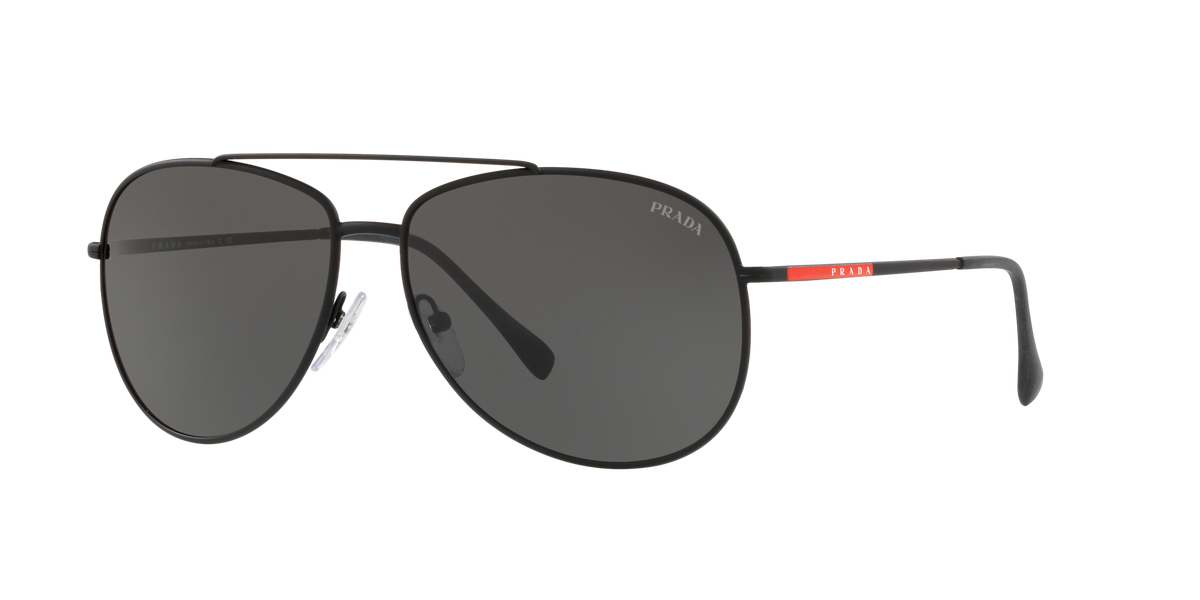 Prada Linea Rossa PS 55US Black Rubber DG05S0 three-quarter view