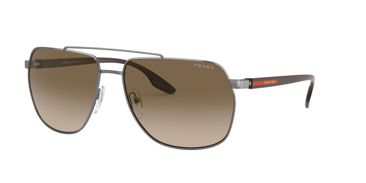 Prada Linea Rossa PS 55VS Gunmetal 5AV1X1 three-quarter view