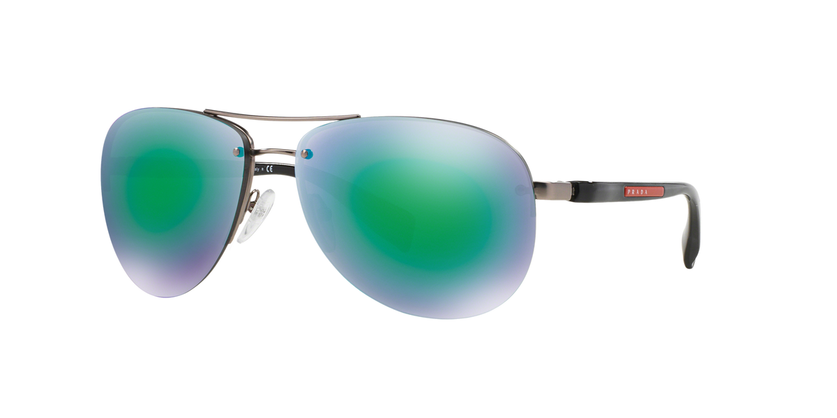 Prada Linea Rossa PS 56MS Pewter Demi Shiny 5AS1M2 three-quarter view