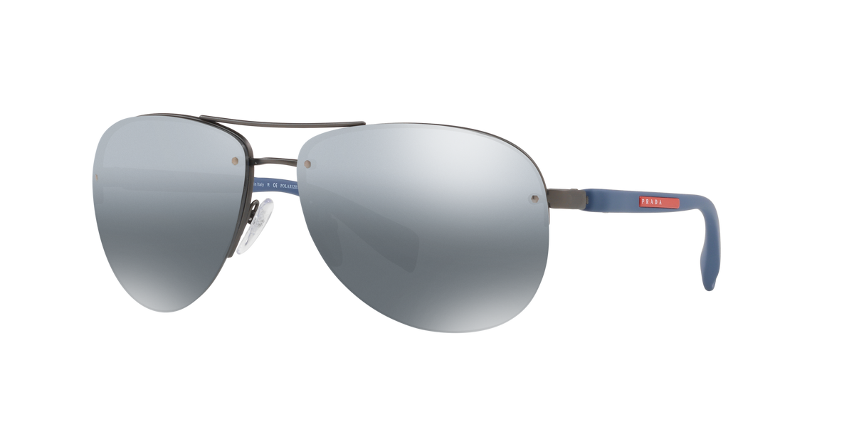 Prada Linea Rossa PS 56MS Gunmetal Rubber DG12F2 three-quarter view