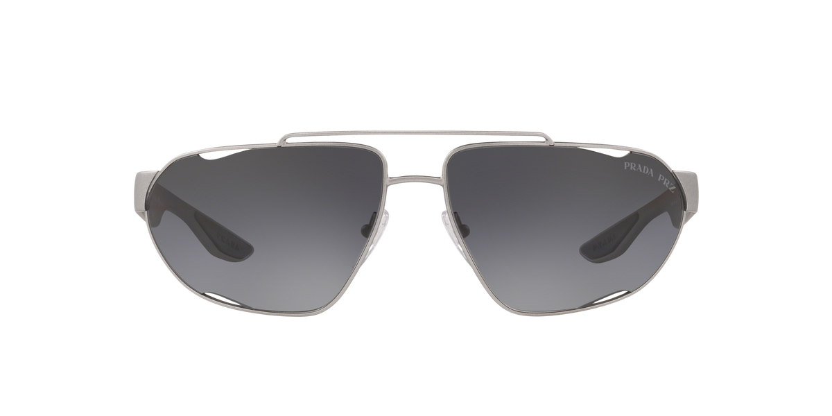 Prada Linea Rossa PS 56US Dark Grey Metal Rubber 4495W1 three-quarter view