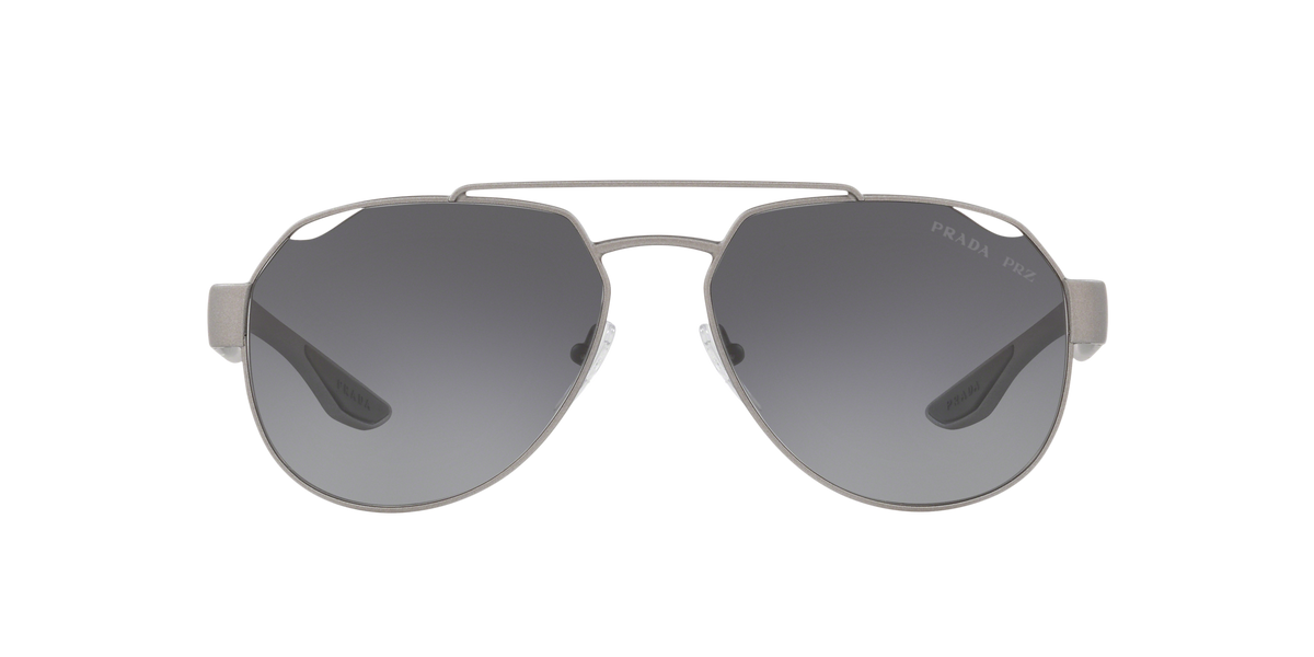 Prada Linea Rossa PS 57US Dark Grey Metal Rubber 4495W1 three-quarter view