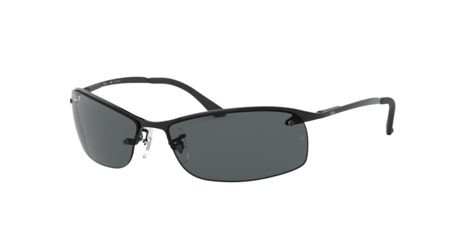 Black sunglasses with dark lenses on a white background
