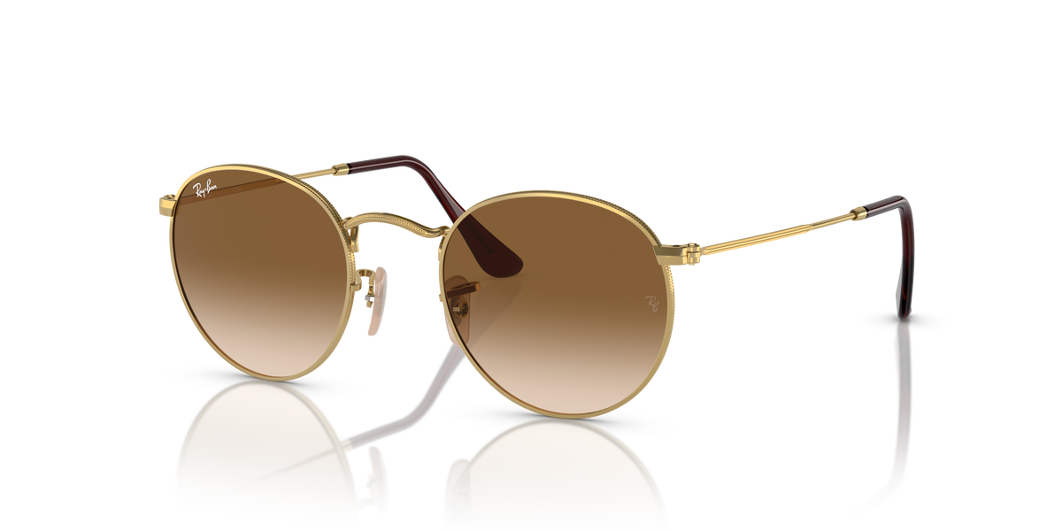 Ray-Ban RB3447 Round Metal in gold with brown replacement lenses