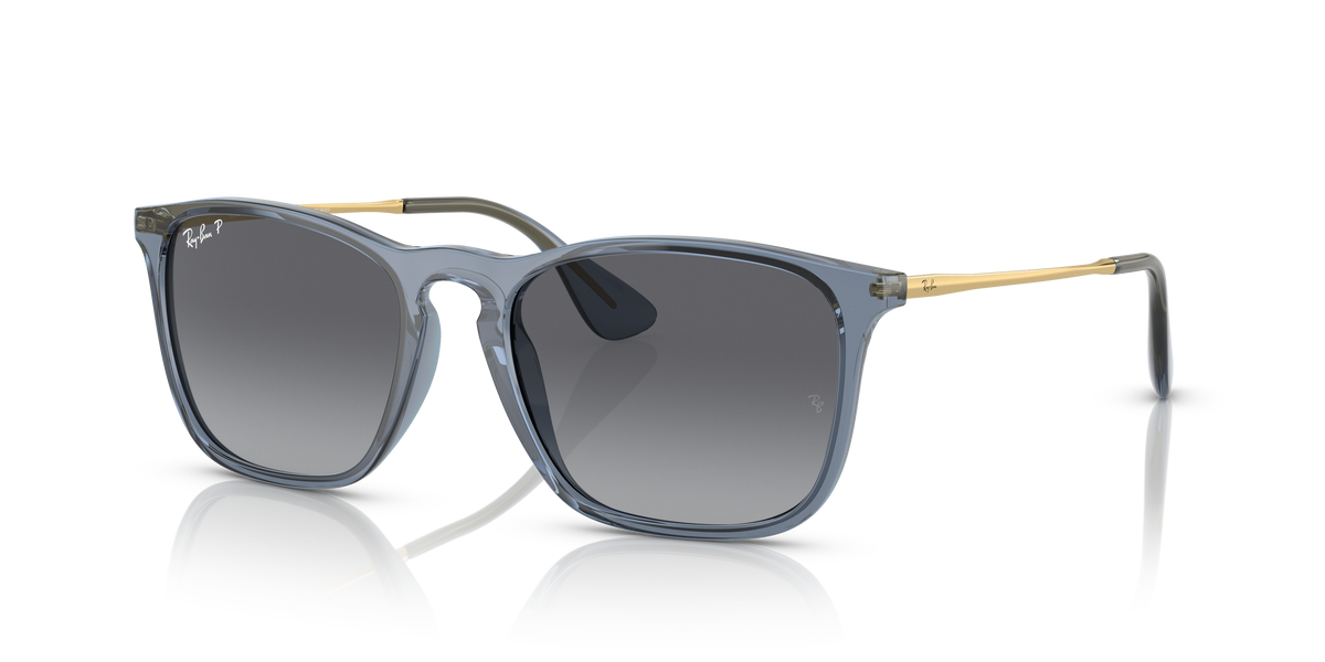 Ray-Ban RB4187 Chris in transparent blue with grey polarised replacement lenses