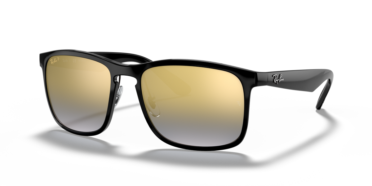 Ray-Ban RB4264 in black with blue and gold Chromance replacement lenses