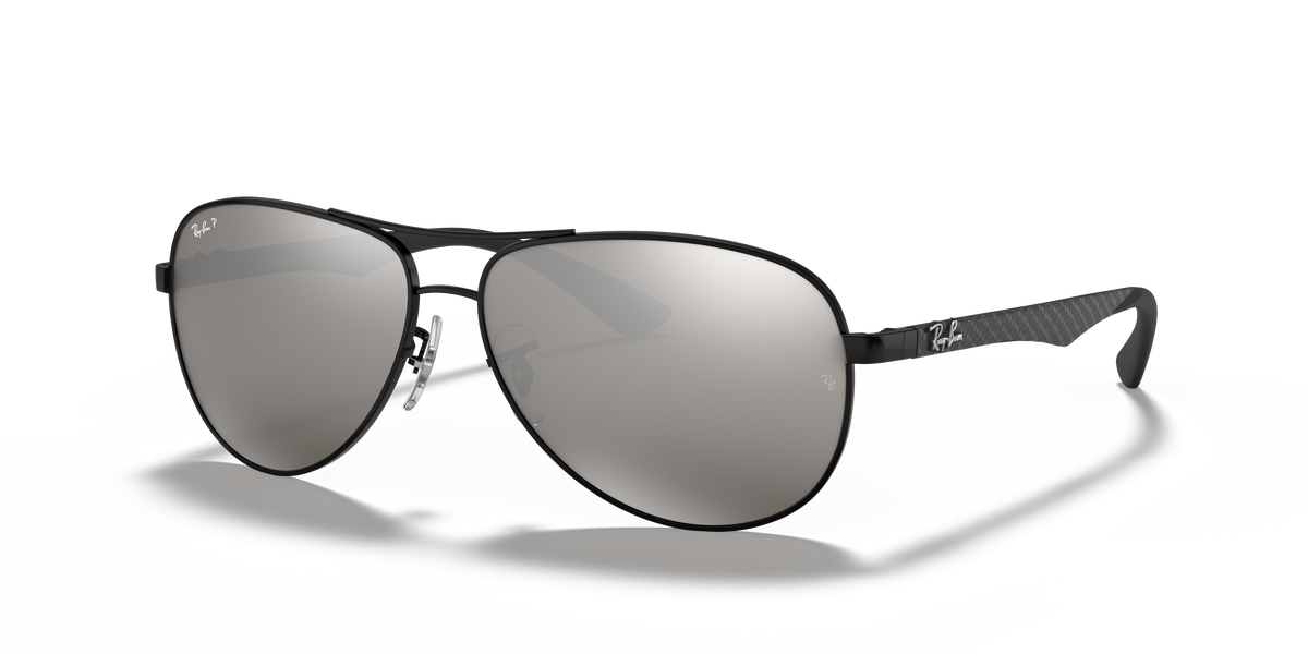 Ray-Ban RB8313 Carbon Fibre in black with grey polarised replacement lenses