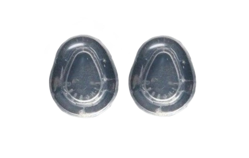 A pair of clear silicone nose pads designed for Lindberg Spirit Air Rim Now Clip-In eyewear.