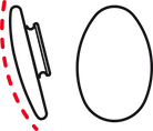 A pair of Lindberg large slim silicone nose pads, predominantly black in color with a red outline highlighting the shape.