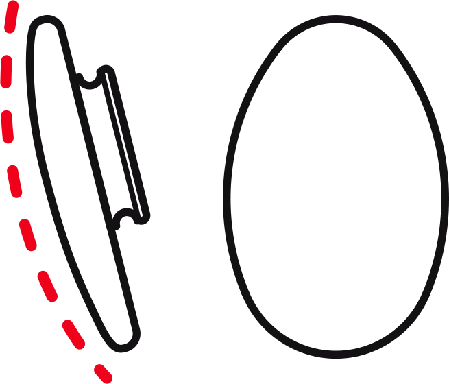 A pair of Lindberg large slim silicone nose pads, predominantly black in color with a red outline highlighting the shape.