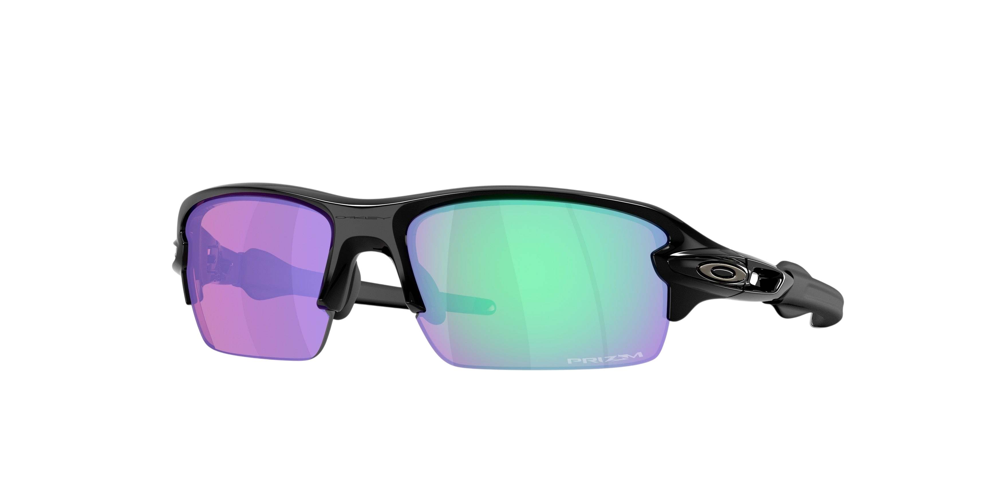 Sunglasses UK Oakley Flak 2.0 S sunglasses with black frames and dual-tone Prizm lenses on a white background