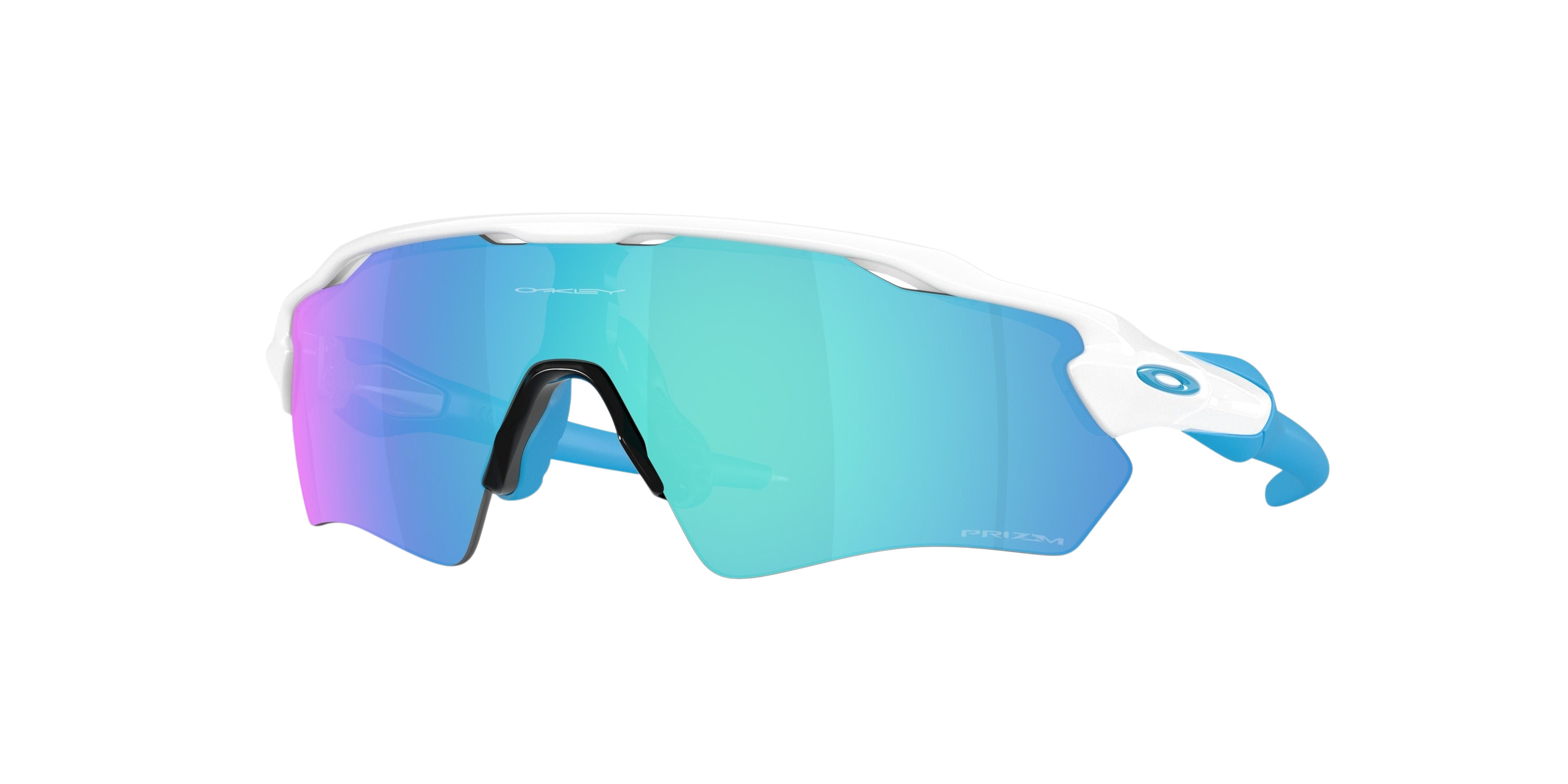 Sunglasses UK Oakley Radar EV S Path sunglasses featuring a white frame and reflective blue Prizm lens