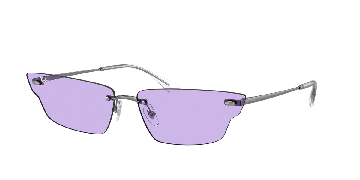 Sunglasses UK Ray-Ban Anh RB3731 rimless sunglasses with purple lenses and silver metal temples
