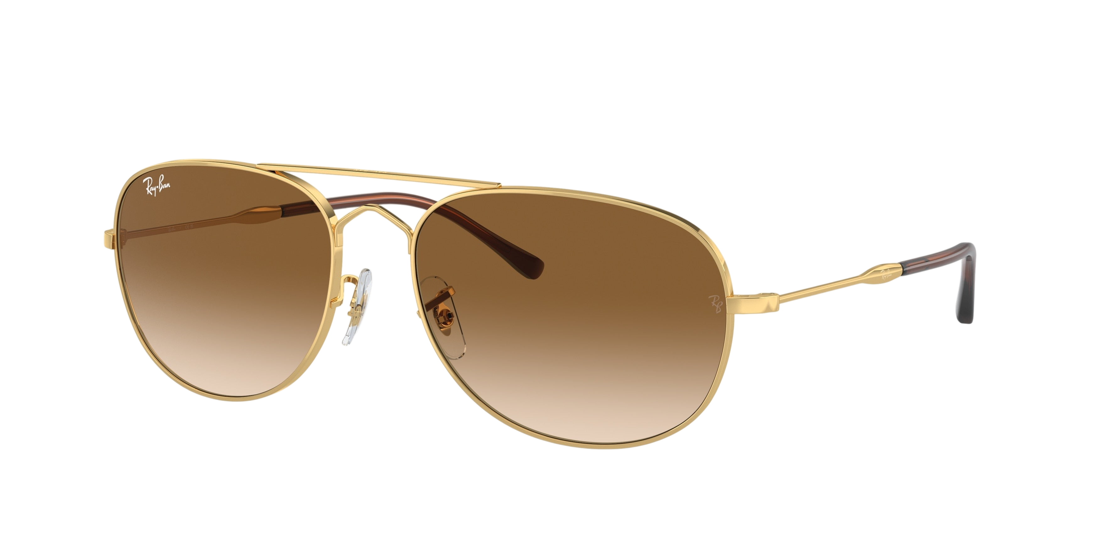 Sunglasses UK Ray-Ban Bain Bridge RB3735 gold aviator sunglasses with brown gradient lenses