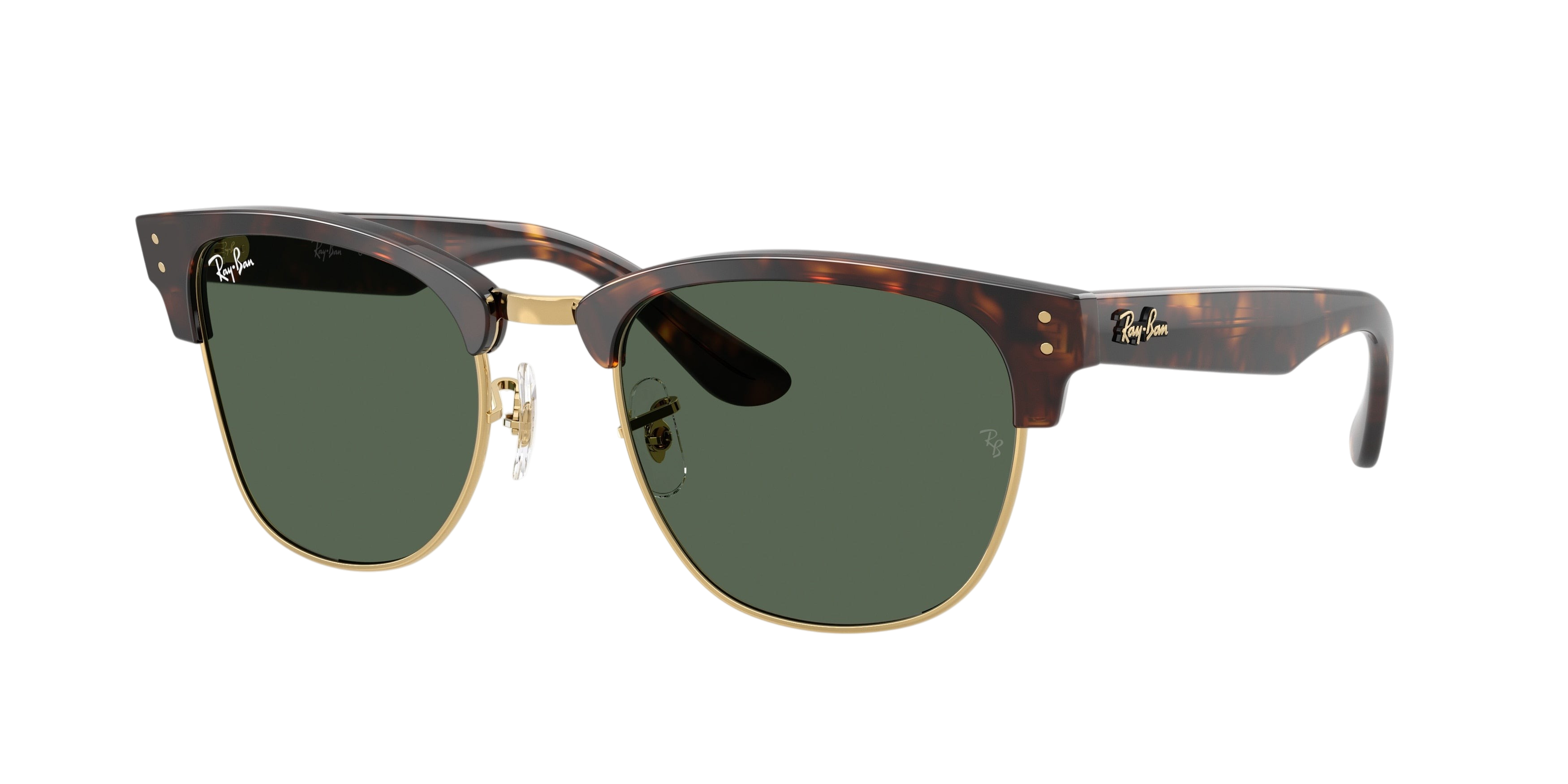 Sunglasses UK Ray-Ban Clubmaster Reverse RBR0504S sunglasses in tortoise and gold with green lenses