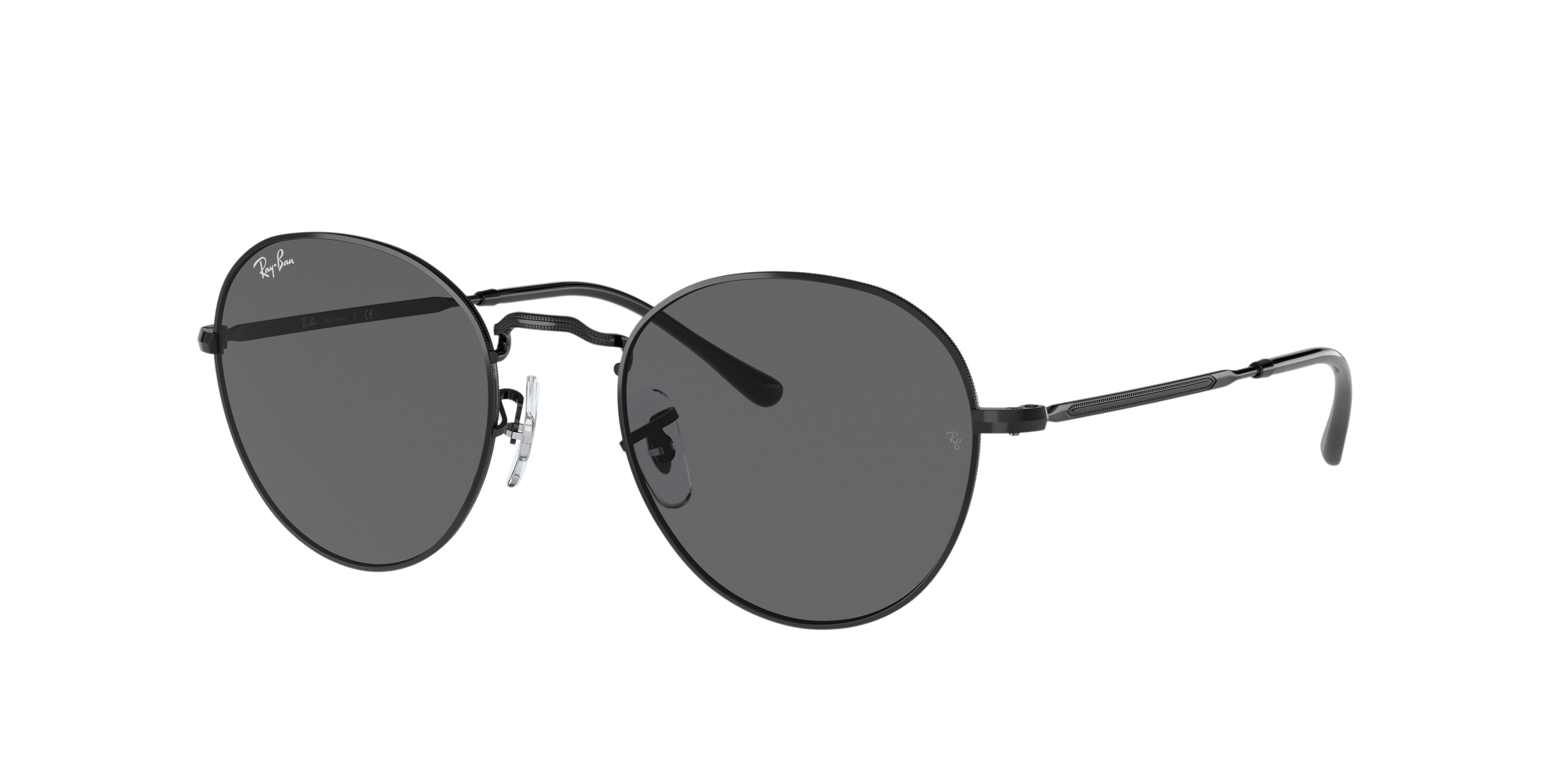 Sunglasses UK Ray-Ban David RB3582 round black metal sunglasses with grey lenses