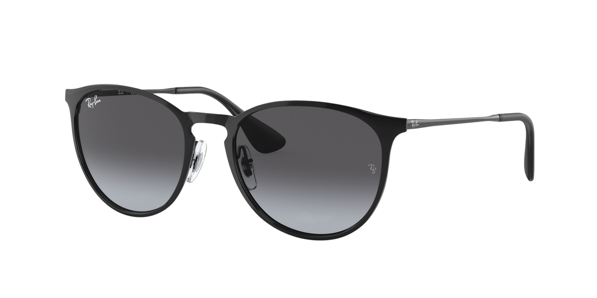 Sunglasses UK Ray-Ban Erika Metal RB3539 sunglasses with black frames and grey gradient lenses