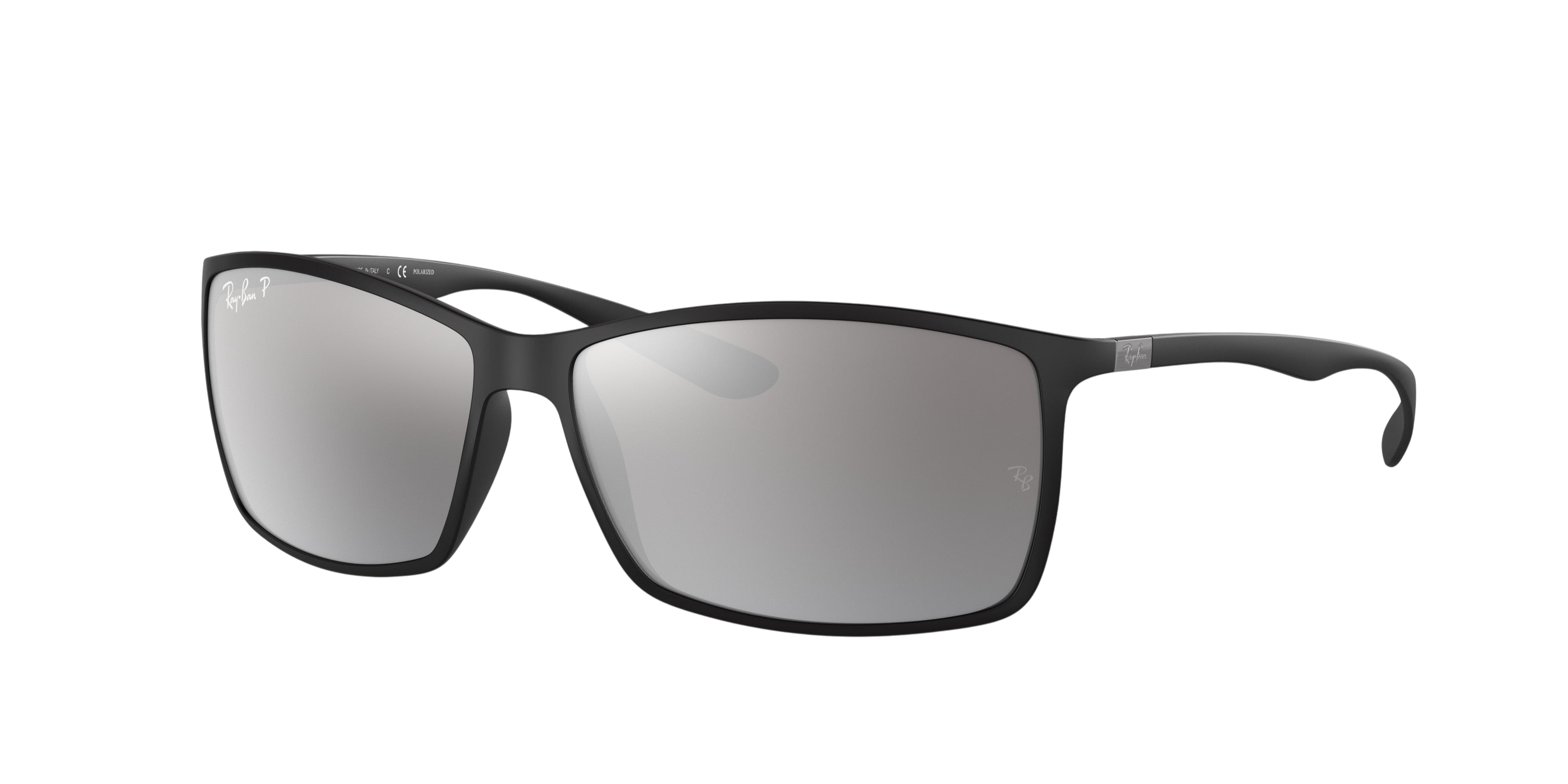 Sunglasses UK Ray-Ban Liteforce RB4179 sunglasses with matte black frames and silver mirrored polarized lenses