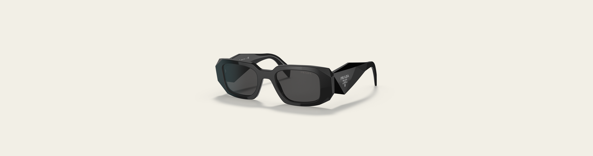 Prada PR 17WS sunglasses in black, three-quarter view