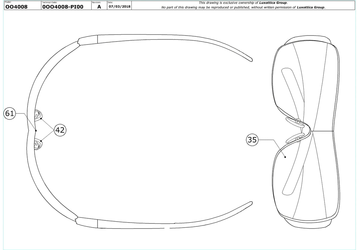 Exploded technical drawing of the Oakley Dart OO4008 Replacement Parts, with each replacement part numbered