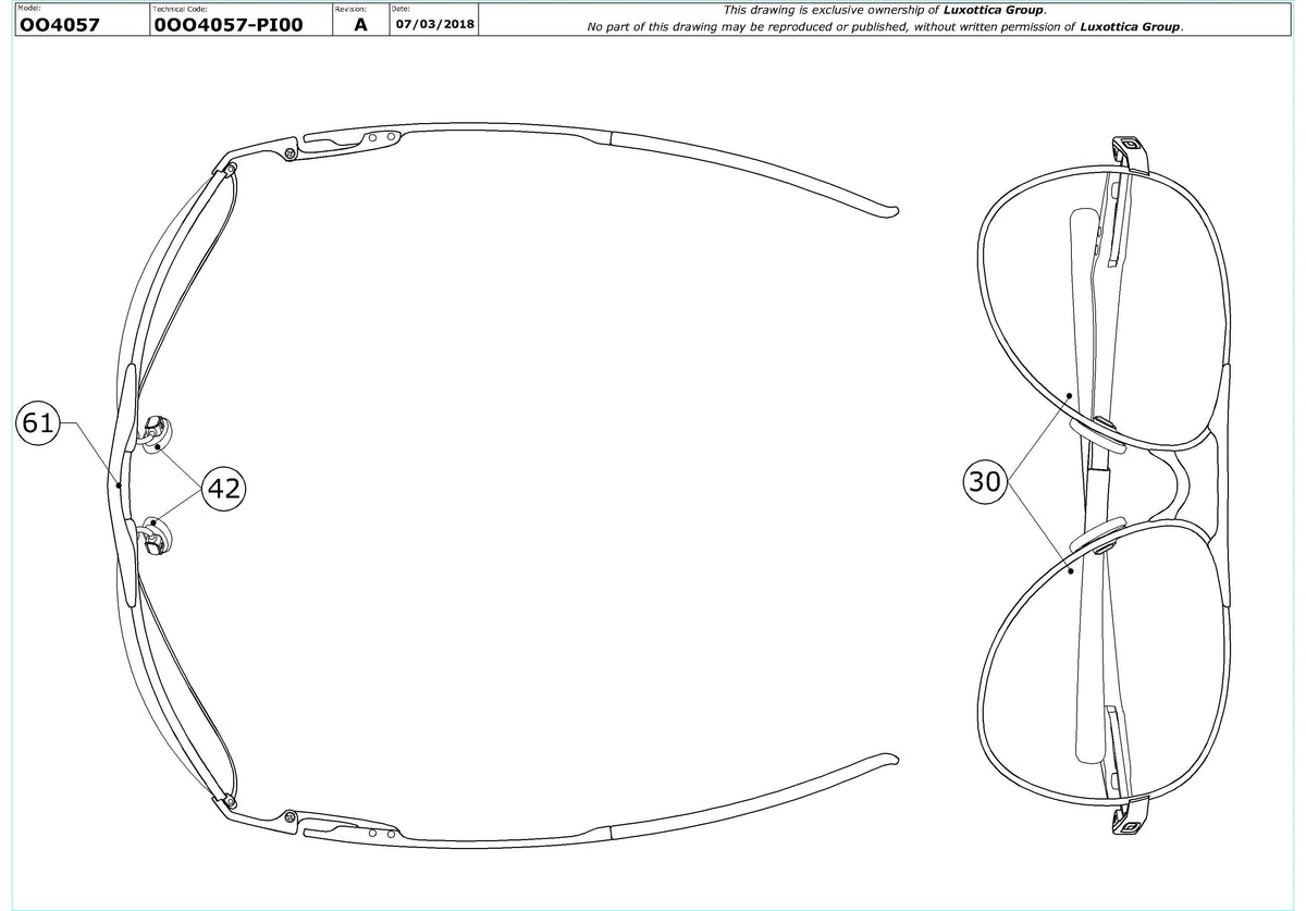 Enlarged technical drawing of the Oakley Plantiff OO4057 Replacement Parts