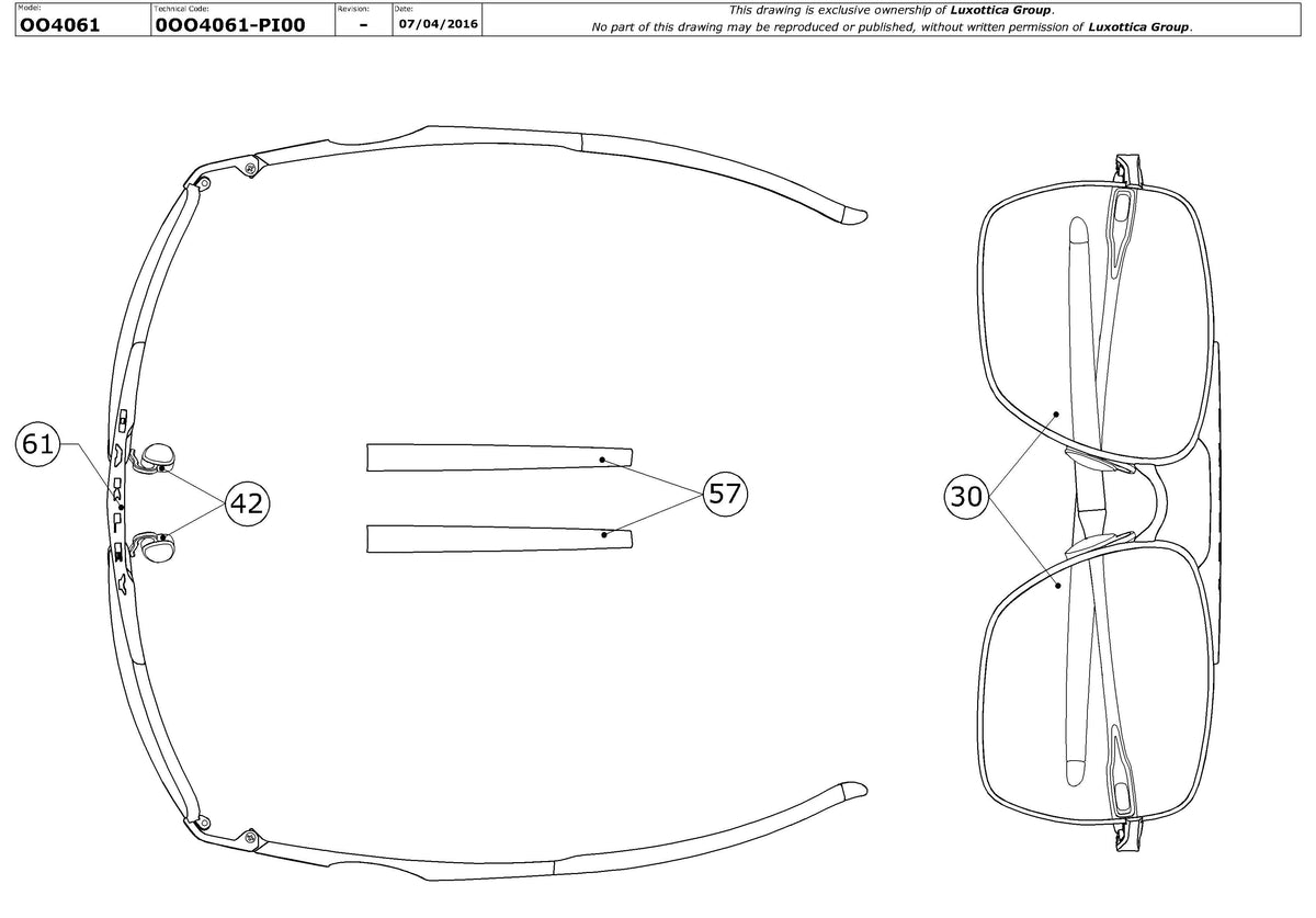 Exploded technical drawing of the Oakley Deviation OO4061 Replacement Parts, with each replacement part numbered