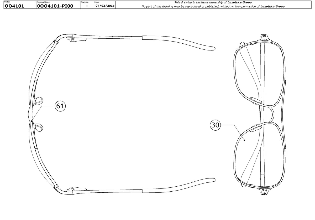 Enlarged technical drawing of the Oakley Conquest OO4101 Replacement Parts