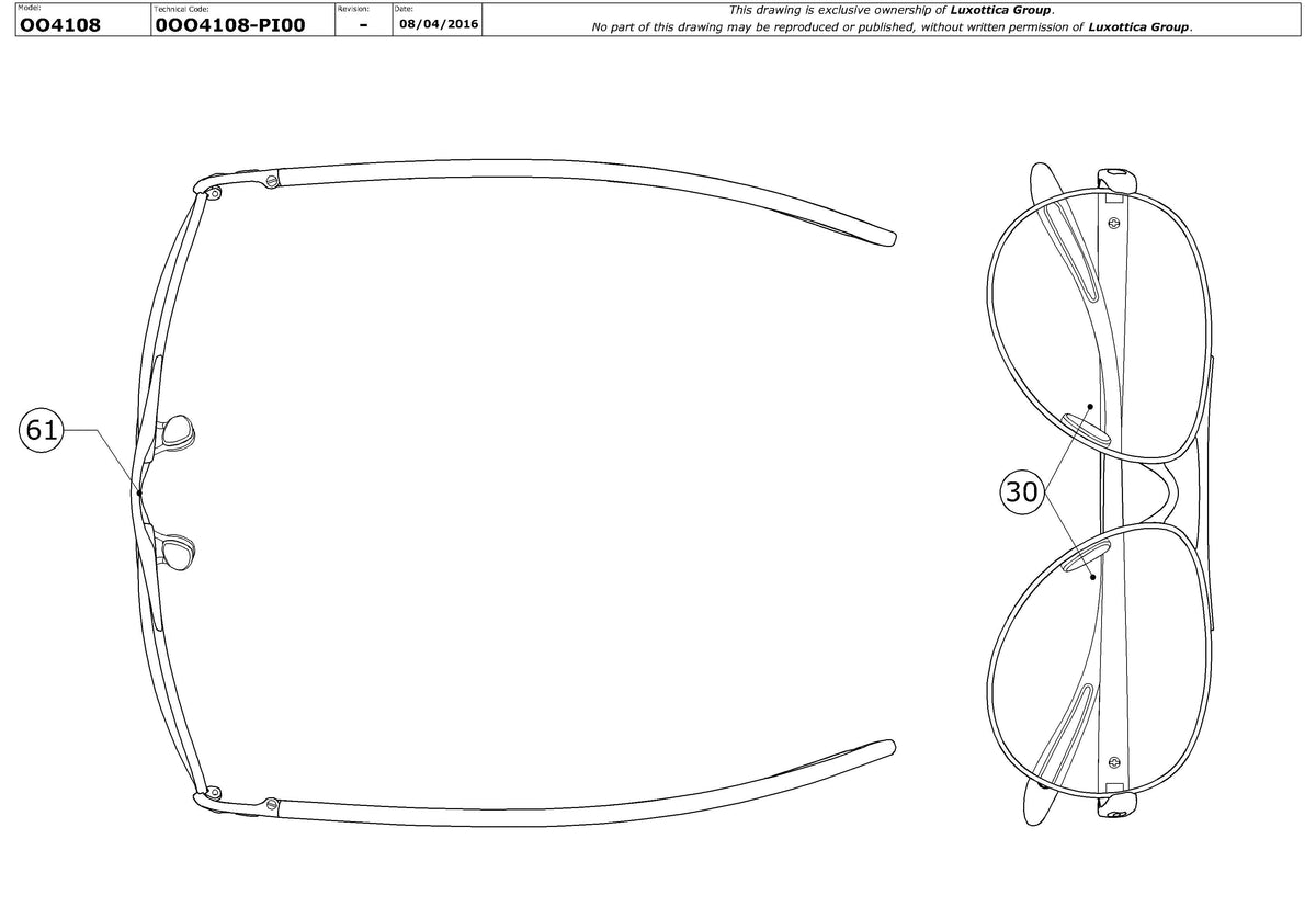 Enlarged technical drawing of the Oakley Tie Breaker OO4108 Replacement Parts