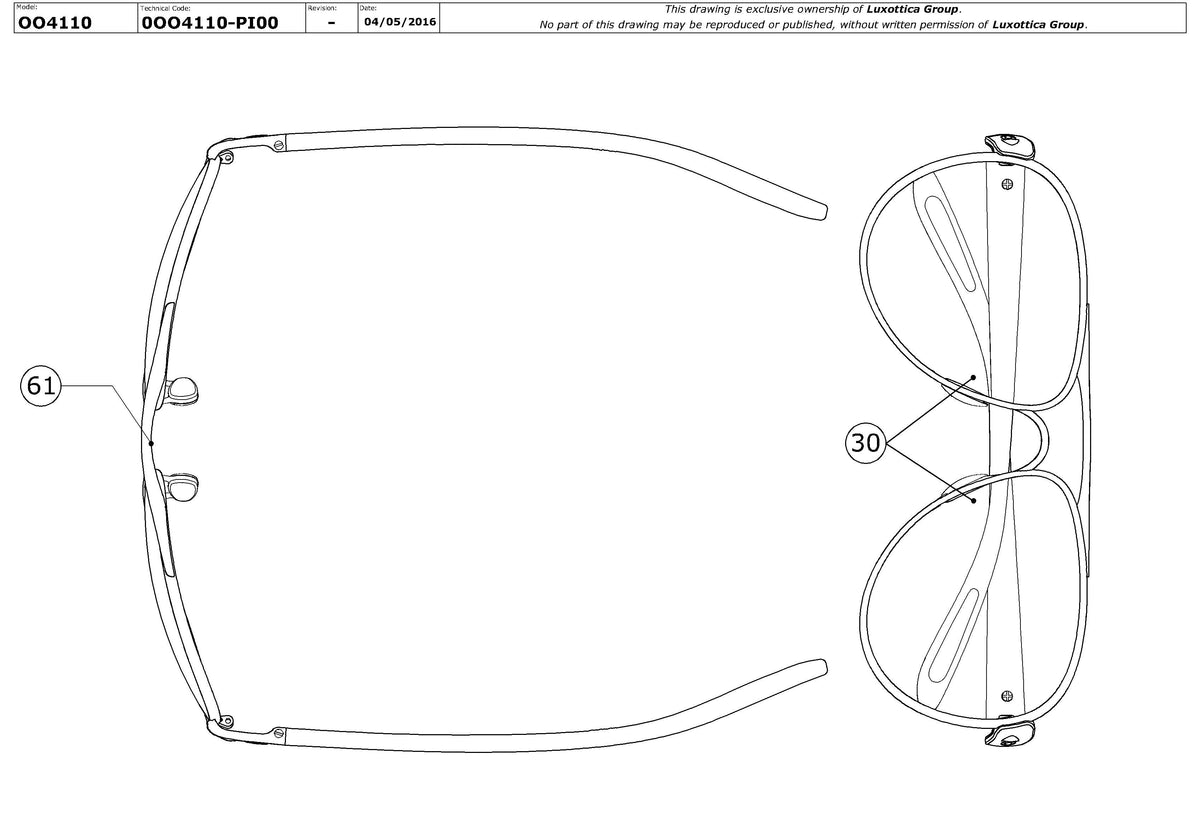 Enlarged technical drawing of the Oakley Disclosure OO4110 Replacement Parts