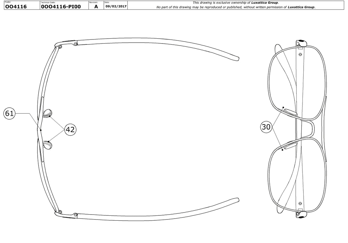 Enlarged technical drawing of the Oakley Sanctuary OO4116 Replacement Parts
