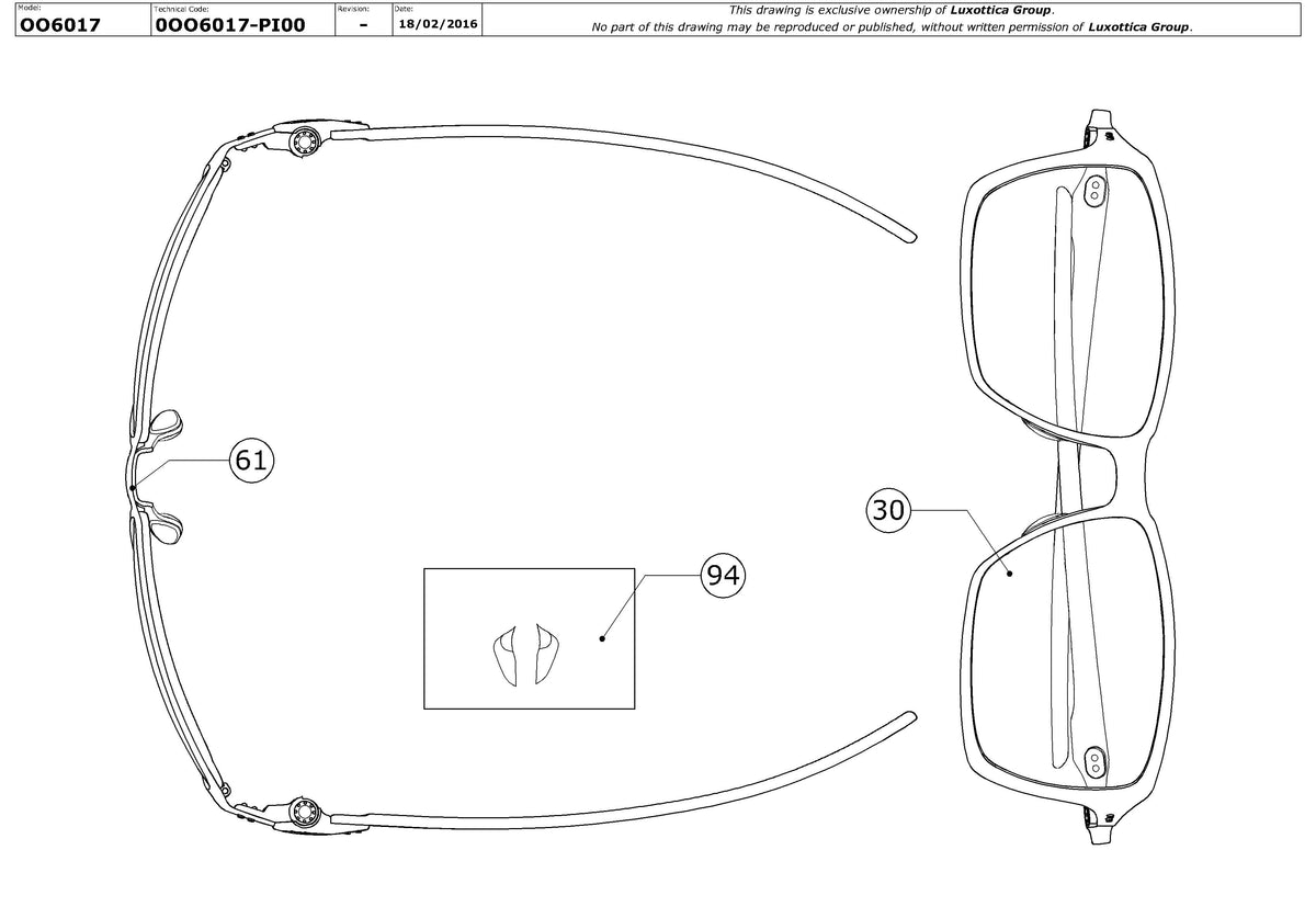 Enlarged technical drawing of the Oakley Tincan Carbon OO6017 Replacement Parts