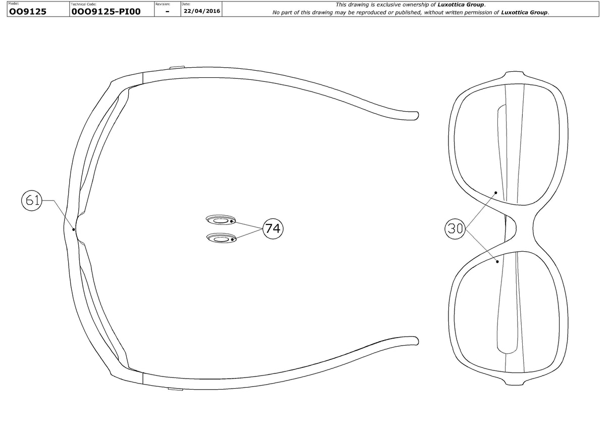 Enlarged technical drawing of the Oakley Beckon OO9125 Replacement Parts
