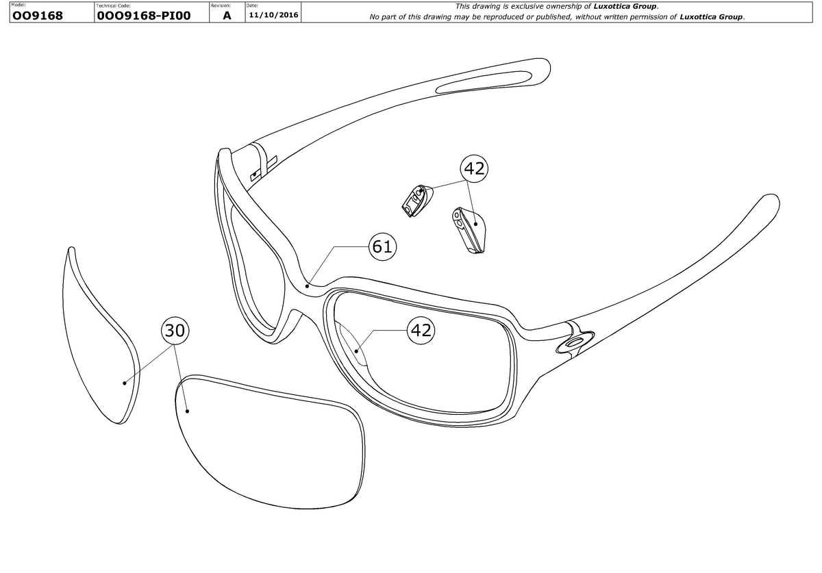 Enlarged technical drawing of the Oakley Break Point OO9168 Replacement Parts