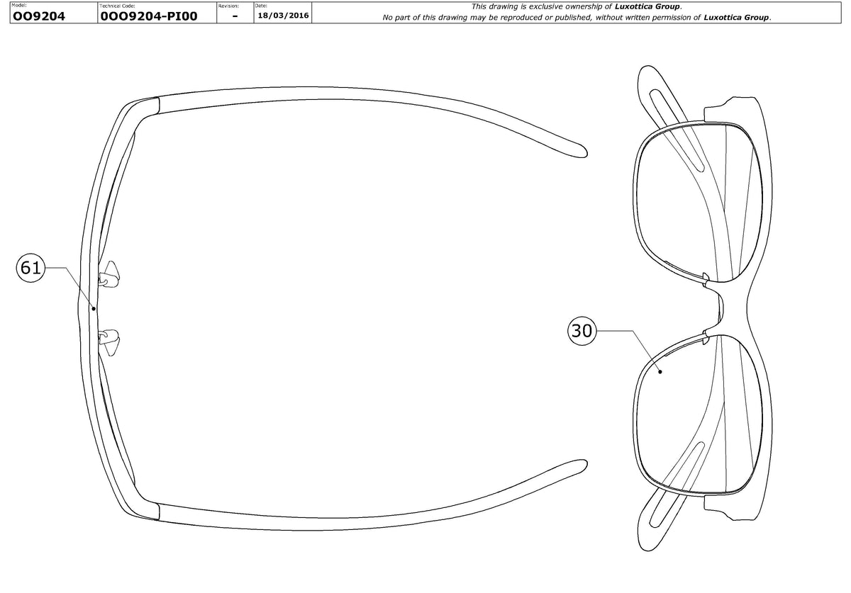 Enlarged technical drawing of the Oakley Rsvp OO9204 Replacement Parts