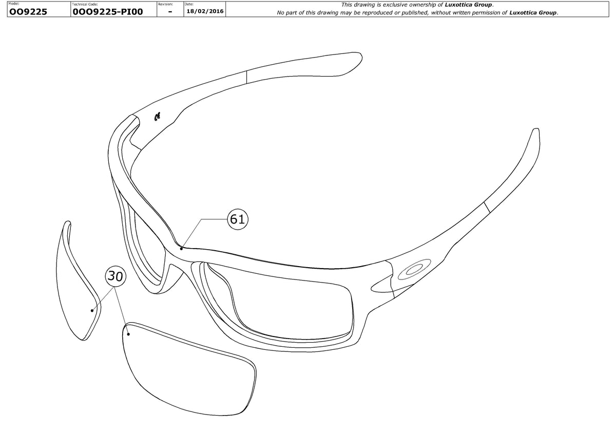 Enlarged technical drawing of the Oakley Canteen OO9225 Replacement Parts
