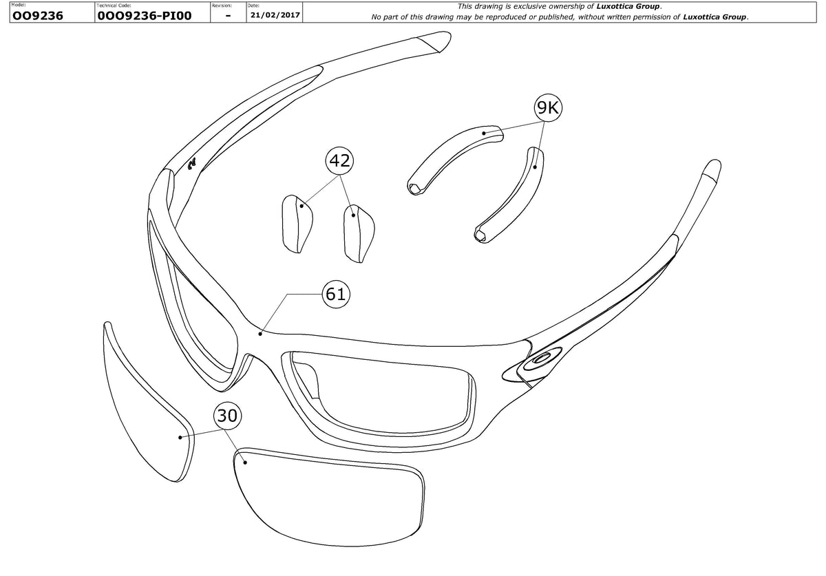 Enlarged technical drawing of the Oakley Valve OO9236 Replacement Parts
