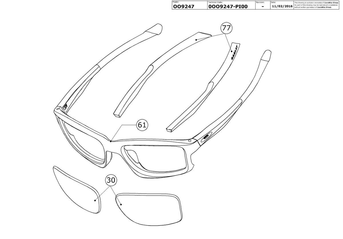 Enlarged technical drawing of the Oakley Chainlink OO9247 Replacement Parts