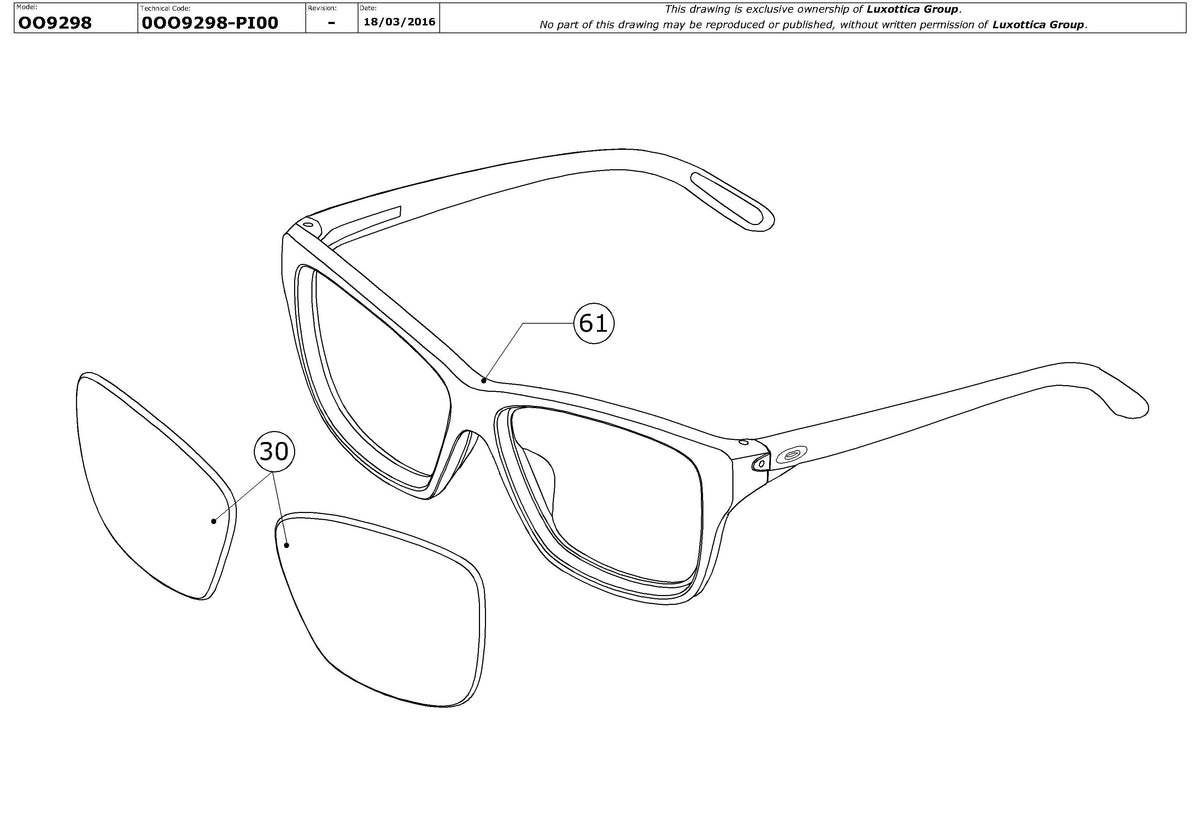 Exploded technical drawing of the Oakley Hold On OO9298 Replacement Parts, with each replacement part numbered