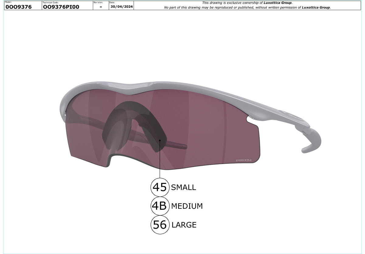 Enlarged technical drawing of the Oakley 13.11 OO9376 Replacement Parts