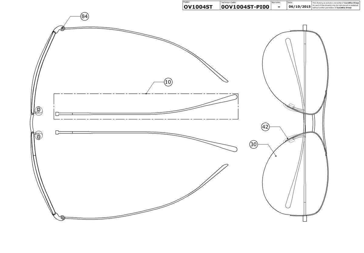 Enlarged technical drawing of the Oliver Peoples Strummer-T OV1004ST Replacement Parts