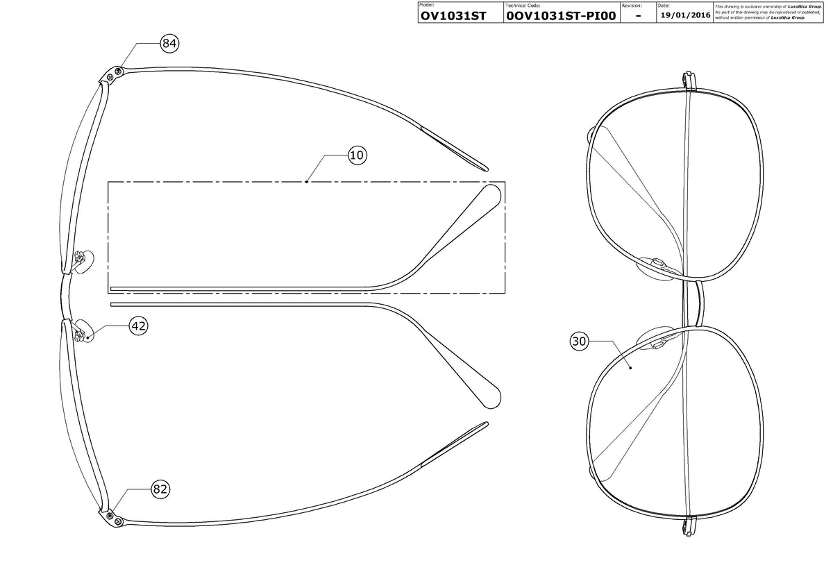 Enlarged technical drawing of the Oliver Peoples Elsie OV1031ST Replacement Parts