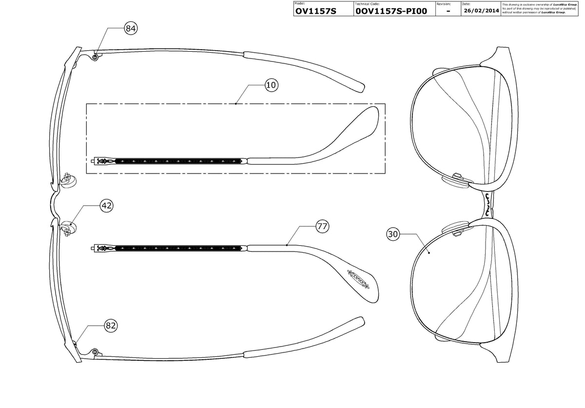 Enlarged technical drawing of the Oliver Peoples Leiana OV1157S Replacement Parts