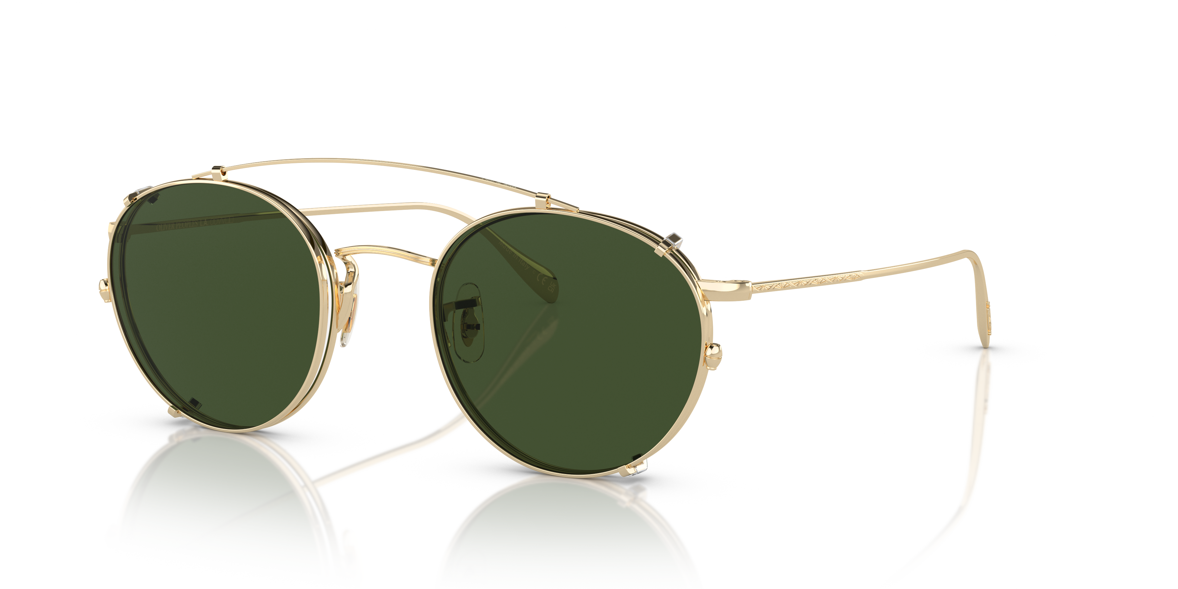 Oliver Peoples Coleridge OV1186C clip-on in soft gold with green lenses