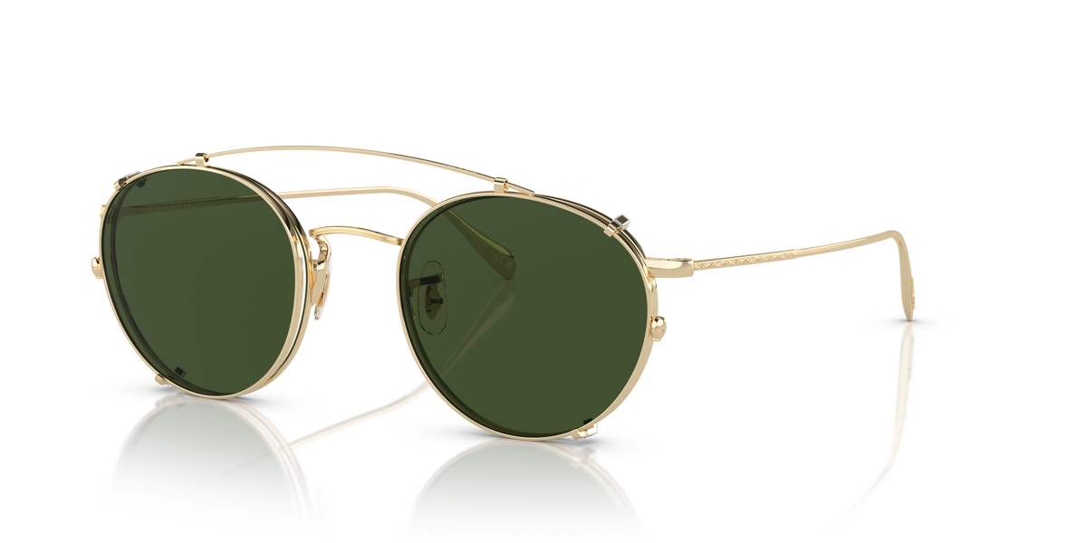 Oliver Peoples Coleridge OV1186C clip-on in soft gold with green lenses