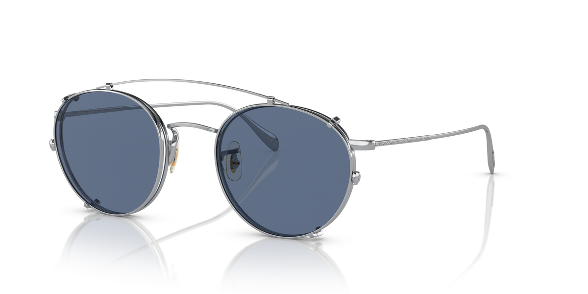 Oliver Peoples Coleridge OV1186C clip-on in silver with blue lenses